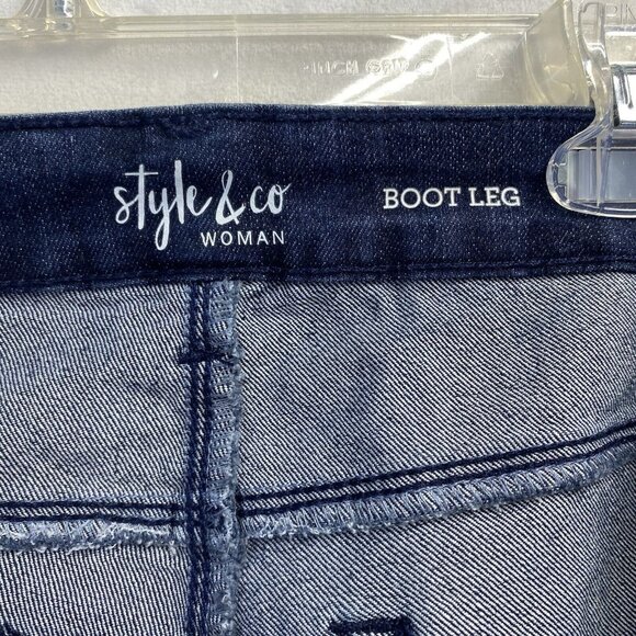 Style & Co Mid-Rise Tummy Control Stretch Short Woman Sz 16WP Blue New Boot Leg - Picture 7 of 12
